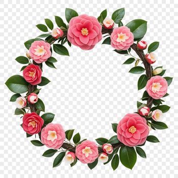 A floral wreath created with high-resolution flowers, suitable for commercial or personal use in print projects.