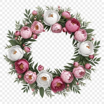 A clear background floral wreath design suitable for commercial or personal use as a free download in PNG format.