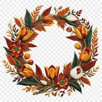 A transparent floral wreath design with high resolution graphics, suitable for sublimation printing.