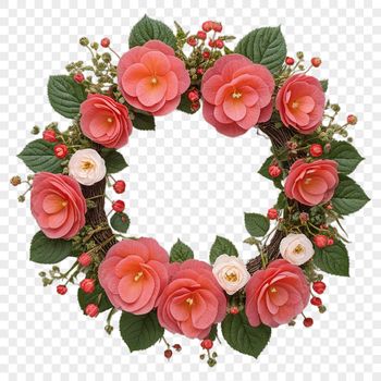 A transparent floral wreath with a clear background, ideal for print quality or digital use.
