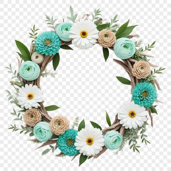 A high-resolution floral wreath with clear background, suitable for sublimation and print projects.