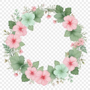 A floral wreath design with a clear background, perfect for sublimation printing or as a template for digital art.