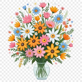 A colorful arrangement of fresh flowers in a bouquet, perfect for printing or digital use.