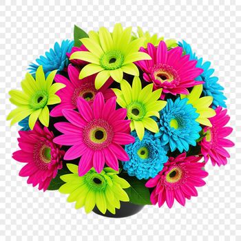 A transparent PNG image of a colorful bouquet of flowers in high resolution, ideal for commercial or personal use.