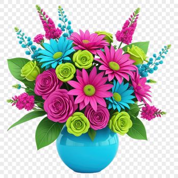 A bouquet of colorful flowers arranged in a decorative pattern, suitable for commercial and personal use.