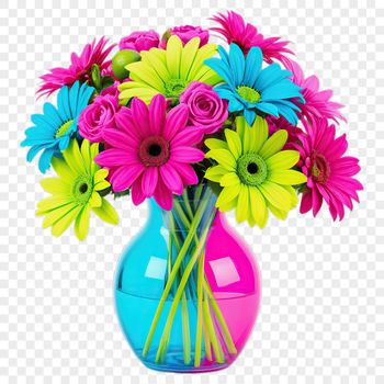 A digital illustration of a vibrant flower arrangement with a clear background for commercial or personal use.