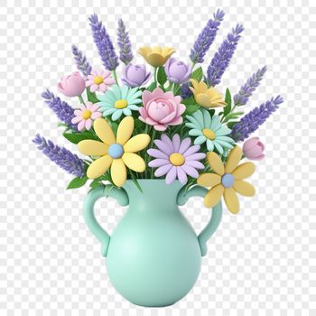 A high-resolution bouquet of flowers with transparent background, ideal for sublimation printing or digital designs.