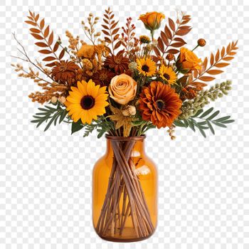 A collection of colorful flowers arranged together in a single stem.