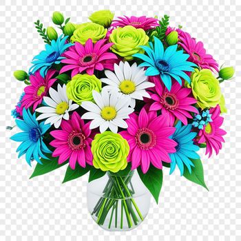 A colorful bouquet of fresh flowers arranged in a decorative vase.