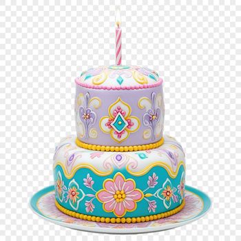 Transparent high-resolution birthday cake graphic with clear background.