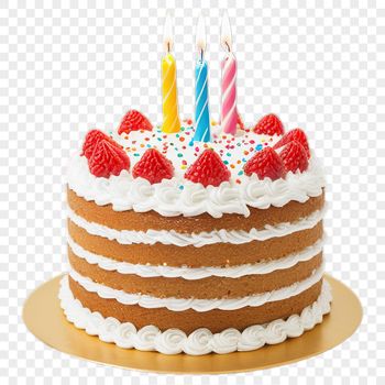 A colorful, high-resolution PNG image of a custom-designed birthday cake with clear background.
