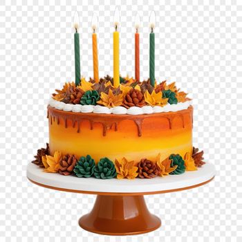 A colorful birthday cake with candles on top, suitable for personal and commercial use.