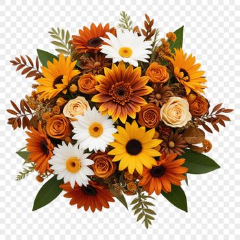A high-resolution bouquet of flowers with a transparent background, ideal for sublimation printing or DIY projects.