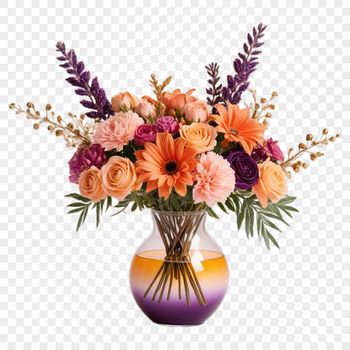 A high-resolution bouquet of flowers with transparent background.