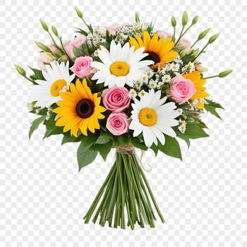 A high-resolution bouquet of colorful flowers with clear background, suitable for print and commercial use.