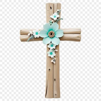 A white cross with intricate details on a transparent background.