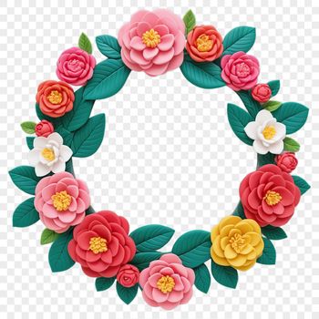 A high-resolution floral wreath with clear background, suitable for print quality projects.