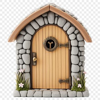 A whimsical fairy door with a clear background, designed for digital use.