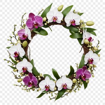 A floral wreath with a clear background, suitable for high-resolution printing or digital use.