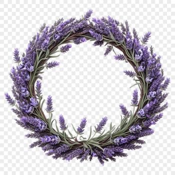 A high-resolution floral wreath with clear background and transparent edges.