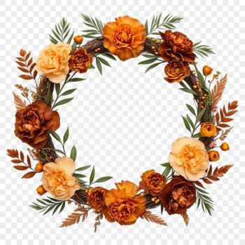 A floral flower wreath with a clear background, suitable for commercial or personal use.