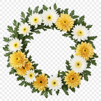 A high-resolution transparent floral wreath with clear background, suitable for sublimation printing and personal use.