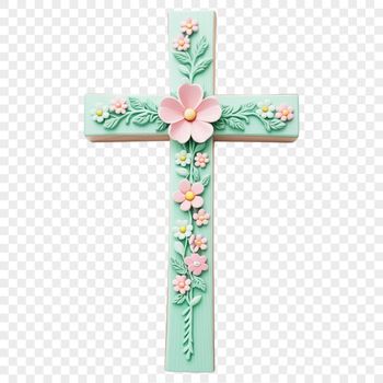 A simple, transparent PNG image of a Christian cross symbol with intricate details.