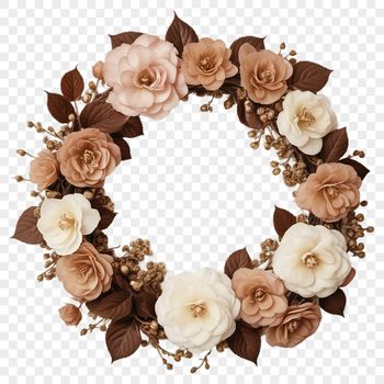 A large, high-resolution floral wreath with a clear background, suitable for sublimation printing or DIY crafts.