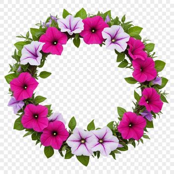 Transparent PNG image of a decorative flower wreath, ideal for sublimation printing or web design applications.
