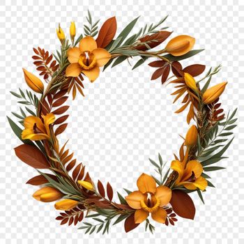 A floral wreath design with clear background, suitable for print and digital applications.
