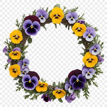 A floral wreath made up of individual flowers and foliage, suitable for sublimation printing or digital use.
