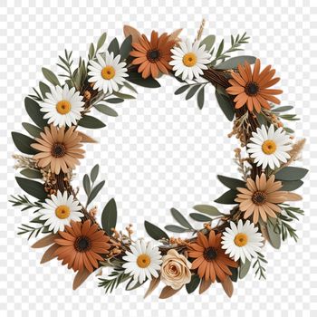 A transparent floral wreath design suitable for commercial and personal use, with clear background.