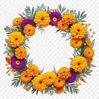 Floral wreath design with clear background, suitable for commercial or personal use in various digital projects.