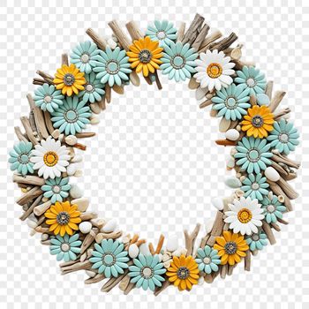 A floral wreath designed with a clear background and high resolution, ideal for sublimation printing or DIY projects.
