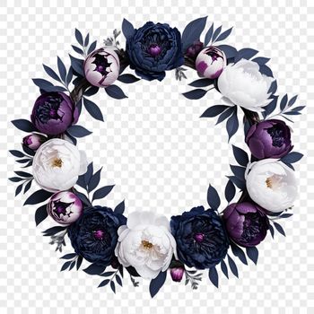 A floral wreath with clear background, suitable for commercial or personal use in sublimation printing or as clipart.