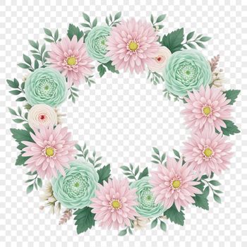 A high-resolution floral wreath with a clear background, ideal for commercial and personal use in various designs.
