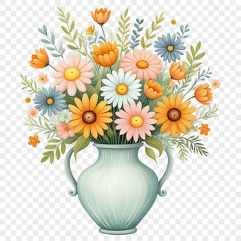 A high-resolution bouquet of colorful flowers with clear background, suitable for commercial or personal use.