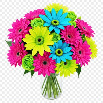 A transparent bouquet of flowers in high resolution, suitable for commercial or personal use.