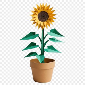 A high-resolution transparent PNG image of a single sunflower with a clear background, ideal for commercial and personal use.