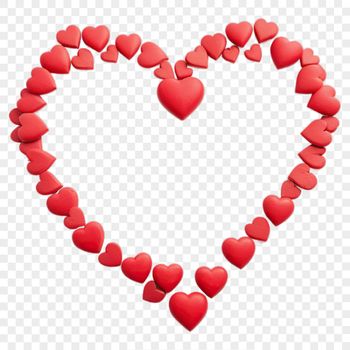A clear transparent PNG image of a red heart symbol with a clean background.