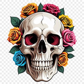 An illustration of a skull in a minimalist floral design, suitable for commercial or personal use.