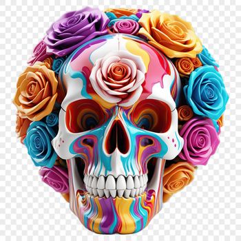 A transparent skull icon with a clear background, suitable for sublimation printing or DIY projects.