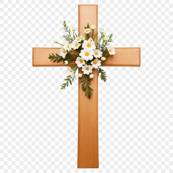 A simple cross made from a floral pattern, symbolizing faith.