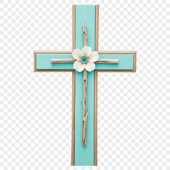 A digital image of a simple cross with floral details in a transparent PNG format suitable for various uses.