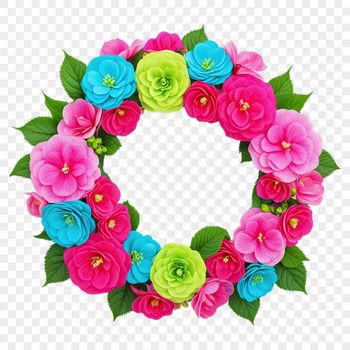 A floral wreath created with a transparent background, suitable for commercial or personal use.