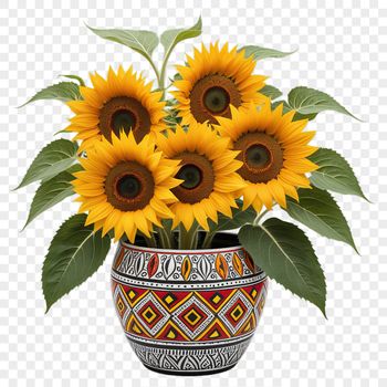 A single sunflower in full bloom, set against a clear background.