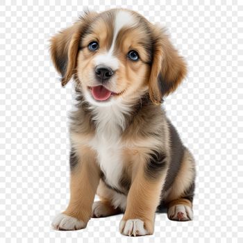 A small, adorable puppy with a clear background.