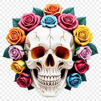 A transparent skull image on a clear background.