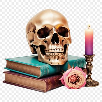 A close-up view of a skull with a clear background, suitable for sublimation printing or DIY projects.