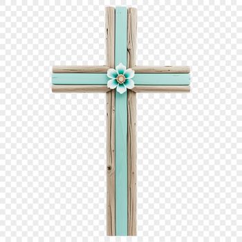 A transparent PNG icon of a simple cross with floral details, suitable for commercial or personal use.